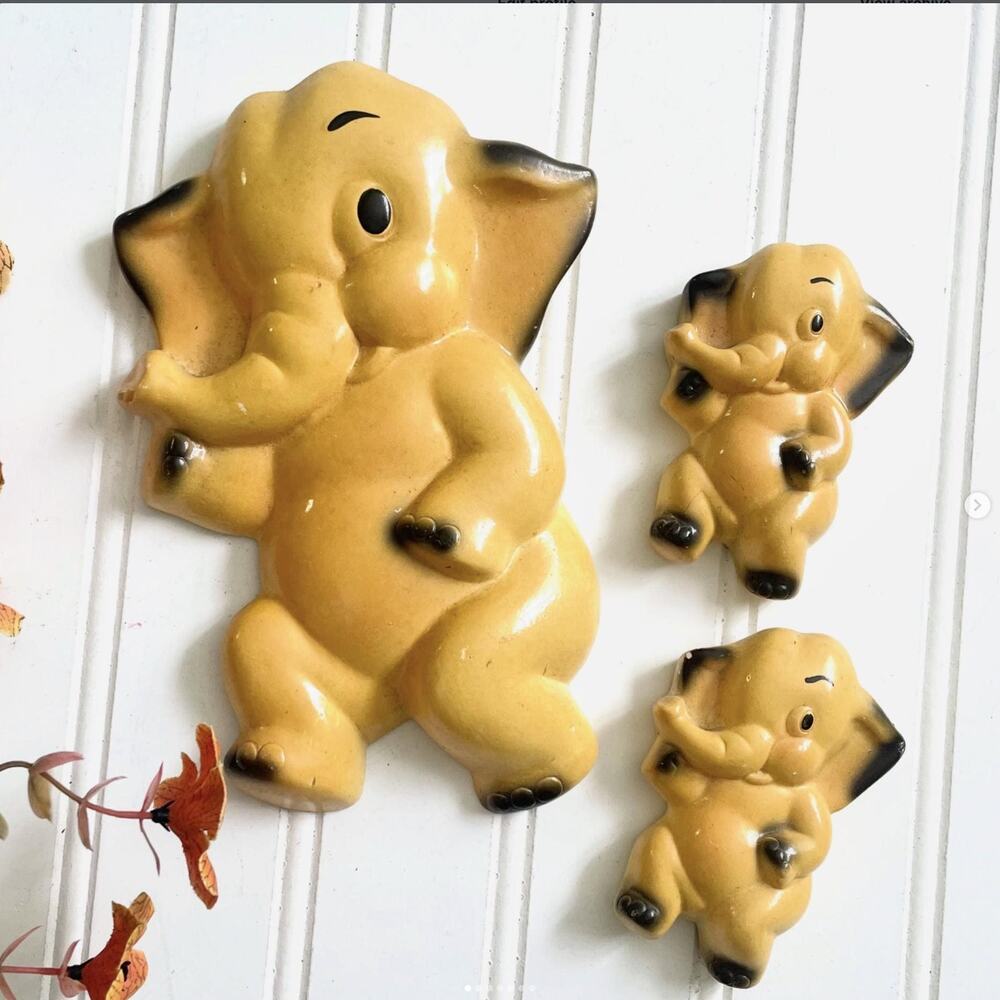 Vintage Chippy Chalk Elephant Baby Nursery Mama Baby Wall Plaque Miller Studio
